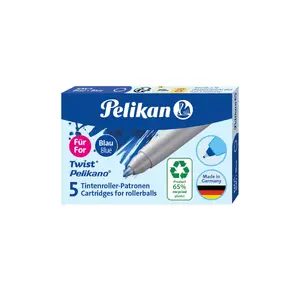 Стержень Pelikan 824682 для роллеров, синяя паста, упаковка 5 шт.