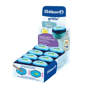 Rokas asināmais zīmuliem Pelikan griffix, plastmasa, zils — piemērots plāniem un biezākiem koka zīmuļiem