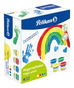 Смываемые пальчиковые краски Pelikan 701570 — 4 цвета (синий, зелёный, красный, жёлтый)