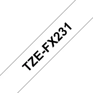 Label tape Brother TZE-FX231 TZ laminated 12mm (1.2 cm) black on white, 8 m