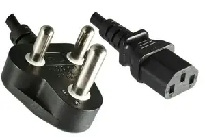Силовой кабель Microconnect Южная Африка Тип B+C - C13 черный 1.8 м H05VV-F 3G 0.75 мм² 10А-250В