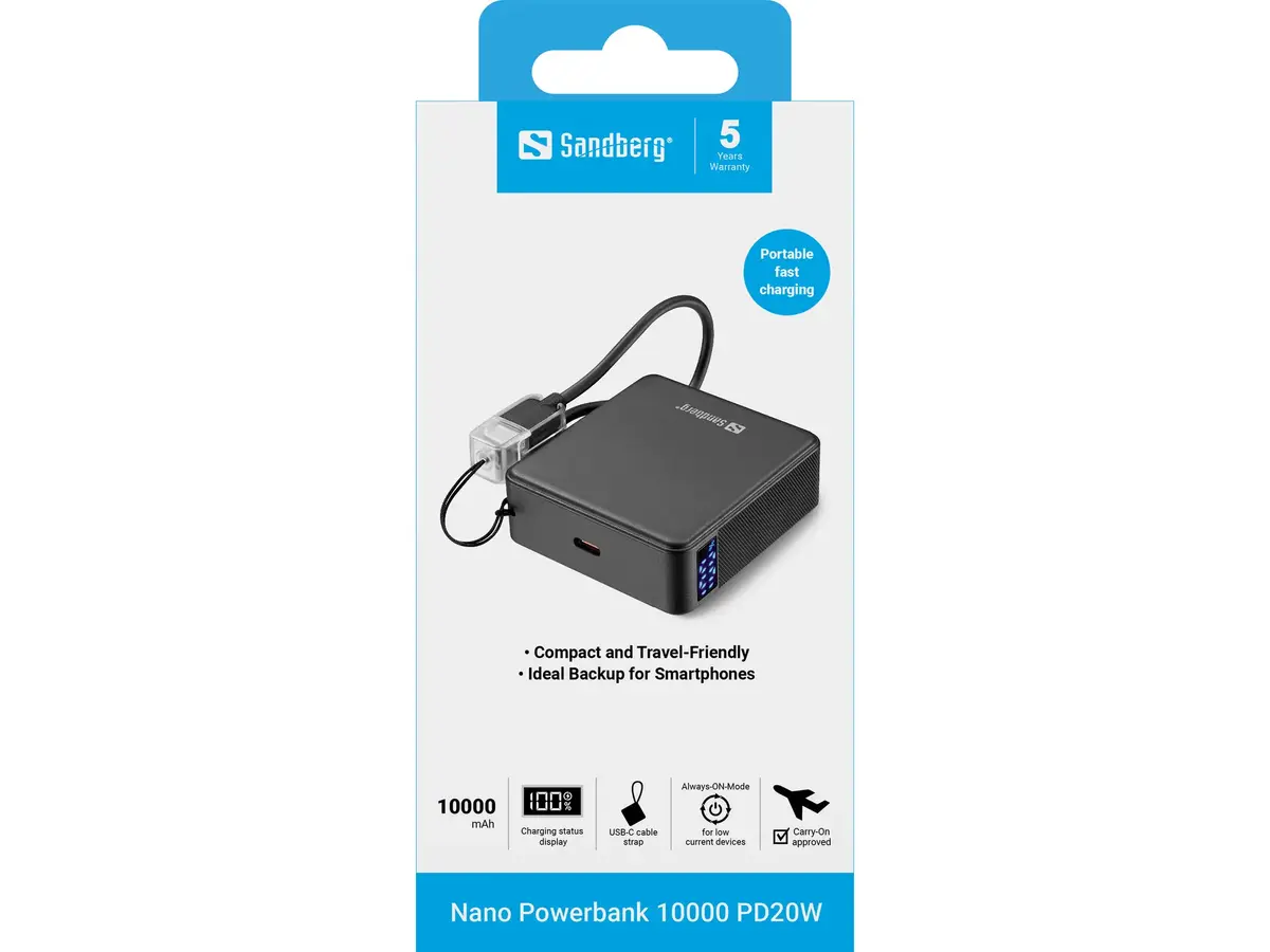 Powerbank SANDBERG Nano 10000 mAh PD 20W Photo 5