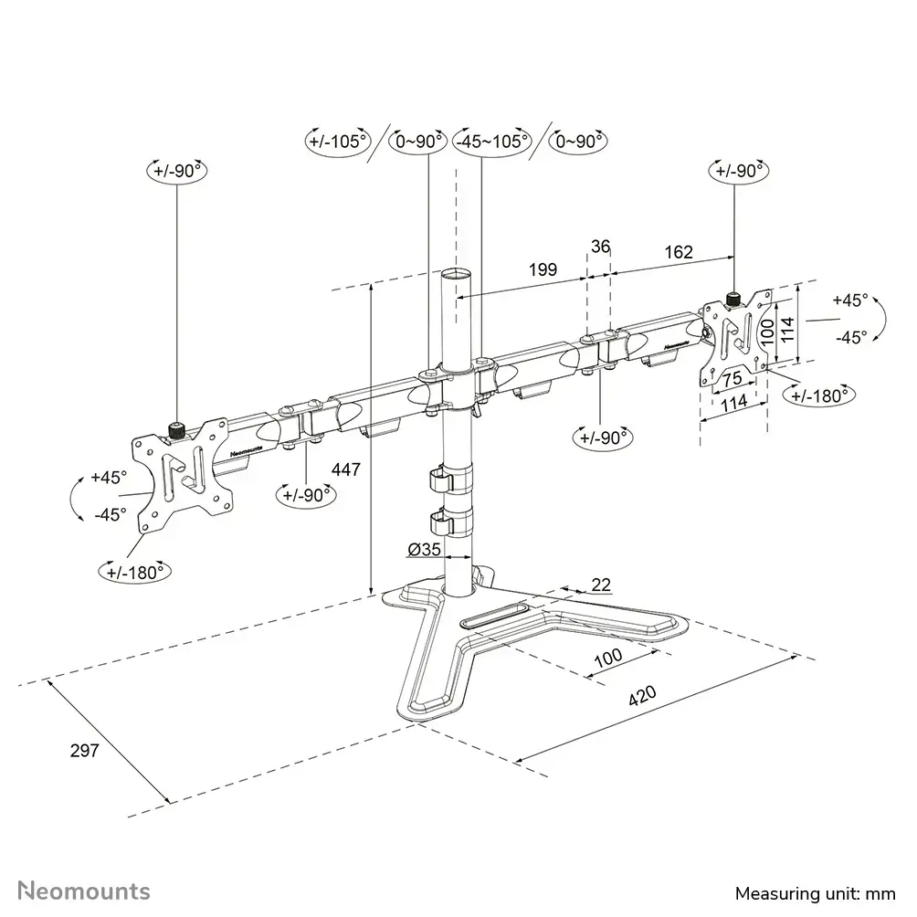 Подставка для двух мониторов Neomounts DS45-600BL2 Photo 16