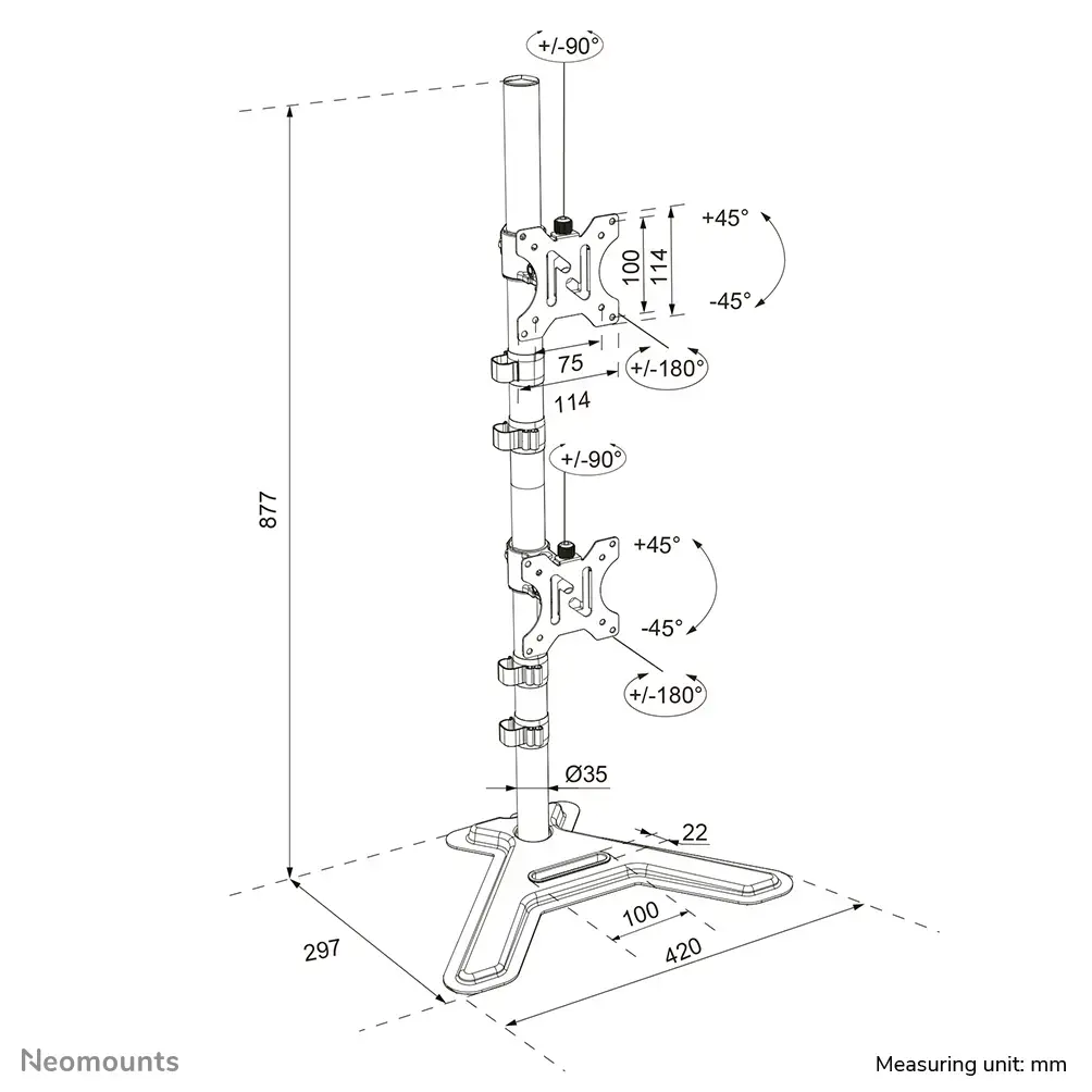 Neomounts DS45-600BL2V подставка для 2 мониторов Photo 13