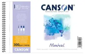 Mākslas papīra bloks CANSON Montval 12 lapas, 210 x 297 mm, 300 g/m², balts, bez skābēm