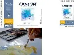 Akvareļu bloks CANSON Montval 300 g/m², 12 lapas, smalkas virsmas, spirālatsaites, mikroperforēts