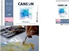 Watercolor Pad CANSON Montval C518413002, 300 g/m², 12 Sheets, Satin Surface, Spiral Bound, 160 x 284 mm