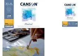 CANSON Акварельный блок Montval A5, 300 г/м², 70 листов, тонкая фактура, склейка с одного края