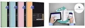 Oxford Studium Nomadbook Pastell A4+ Koledžas bloks, Seyès rūtiņu līnija, 80 lapas, Optik 90 g/m² papīrs, 4 caurumoti, PP vāks
