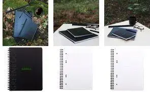 Rhodia Collegeblock GREENBOOK DIN A5+ lined notebook, black cover made from 100% recycled material