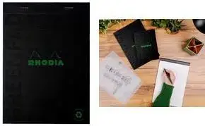 Blociņš RHODIA GREENPAD A4+ līniju 90 g/m² melns ar augšējo sašūšanu