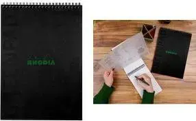 Spiral Notepad RHODIA GREENPAD 119927C, A4+ lined, black cover, head-spiral, 90 g/m² paper