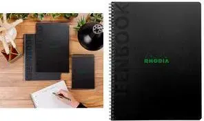 Notebook RHODIA GREENBOOK A5+ (DIN A5+), squared ruled, black recyclable cardboard cover, 1 piece