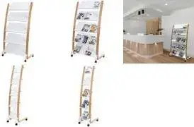 Brochure rack Alba DD5GMW for 15 × DIN A4, beech/white, 5 tiers (3 documents per tier, up to 240 × 320 mm)