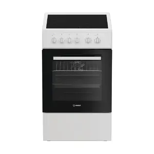 Indesit Vitroceramic Cooker I5V8PMW — Ceramic Hob (2×Ø180mm 1700W, 2×Ø140mm 1200W) with Steam Cleaning and Click & Clean Oven