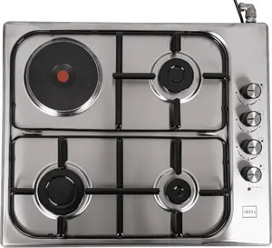 Built-in electric cooktop Stella STKGE-IX-3+1IN with 3+1 cooking zones, stainless steel finish