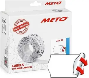 Label roll ACANA Etiket Meto 32×19 mm white permanent adhesive, 1000 labels per roll, pack of 10