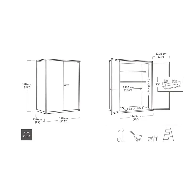 Keter Deco Vertical Shed walnut tone — садовый сарай Photo 4