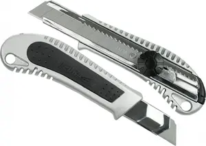 Utility Knife Dedra M9010P — 18 mm snap-off blade, metal body with rubber grip