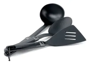 Flatware set GSI Outdoors 74051 — 3-piece black camp cutlery set