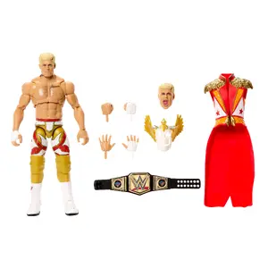 MATTEL Коллекционная фигурка WWE Ultimate Edition Коди Роудс с аксессуарами и сменными деталями