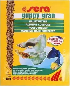 sera Guppy Gran Nature корм для гуппи гранулы 10 г — растительный рацион