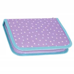 Pencil Case STARPAK STK-35 Glitter Cat — single-zip, two flaps, school pencil case