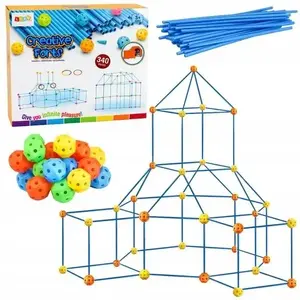 Construction Tube Creative Set LEANToys 340-piece modular building tubes for 3D constructions