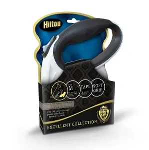 Retractable Dog Leash Hilton Smart Dog Tape M — 4 m, for dogs up to 20 kg, white-black