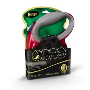 Retractable Dog Leash Hilton Smart Dog Tape L — 5 m, for dogs up to 30 kg, burgundy-gray