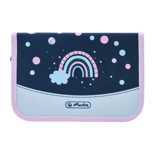 Pencil Case HERLITZ Unicorn Dreams, 31-piece polyester set, 2 flaps, Dark Blue/Pink