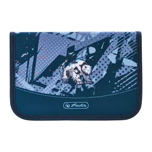 HERLITZ Tech Mech pencil case / school pen pouch, 31-piece set, polyester, blue
