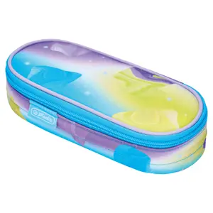 Soft pencil case HERLITZ Little Monster — polyester, blue/lilac/yellow, single-compartment