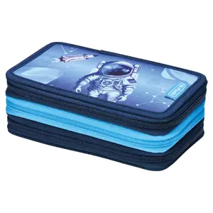 Пенал HERLITZ TriCase Cosmic Explorer — 31 предмет, полиэстер/PVC, синий