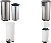Trash bin Helit the zinc H2406505 — 12 L round powder-coated steel, white, pedal-operated, Soft-Close