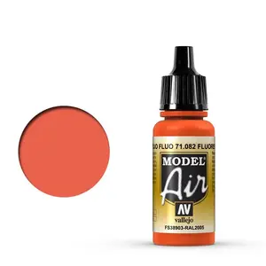 Akrila krāsa VALLEJO Fluorescent Red 71.082 — 17 ml (šķidra, bez šķīdinātāja)