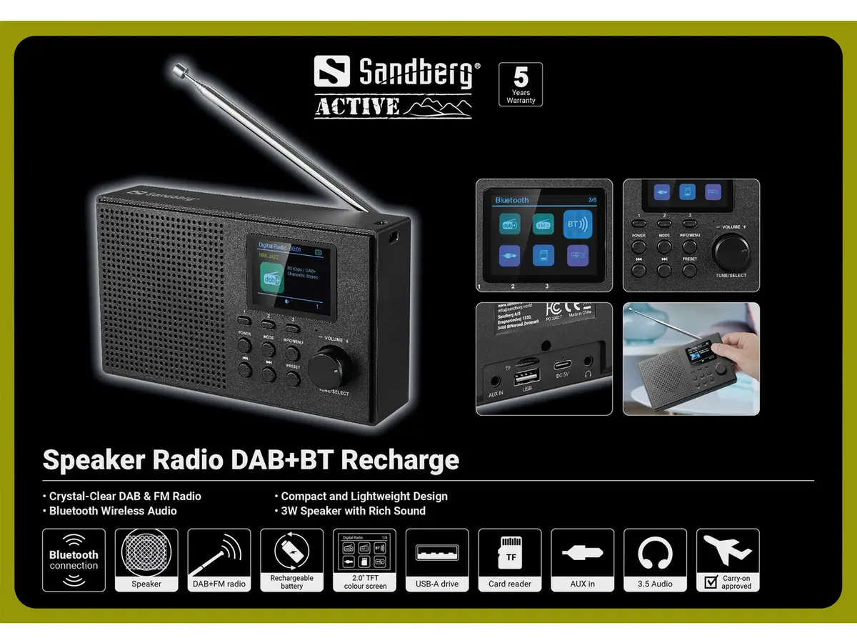 Sandberg Speaker Radio DAB+BT Recharge Portable Radio Photo 7
