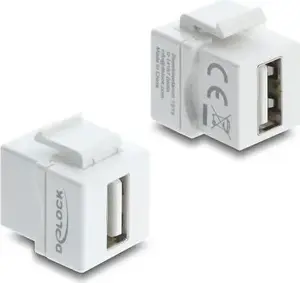 Keystone module DELOCK 91080 — USB 2.0 Type-A coupler, female-to-female, white