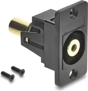 DELOCK Panel Mount 3.5mm 3‑Pin Jack to 3.5mm 3‑Pin Jack, black, panel‑mount connector