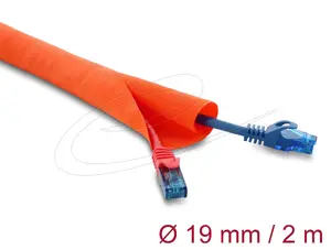 Kabeļu aizsargkanāls DELOCK 2 m × 19 mm, pašaizverams, oranžs