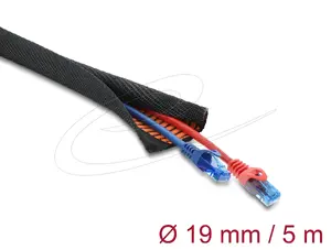 DELOCK Защитная муфта для кабеля самозакрывающаяся двойной слой 5 м x 19 мм черная