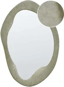 Wall Mirror Beliani LENAX in Green Velvet Frame, 59 x 90 cm, Decorative Wall Mirror