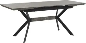 Обеденный стол Beliani BENSON раскладной 140/180 x 80 см серый с черными ножками