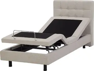 Regulējama apvilkta gulta Beliani DUKE 90 x 200 cm bēša