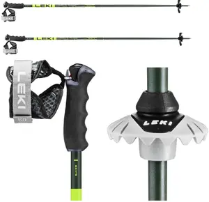Trekinga nūja Leki Detect S olive/yellow 135 cm - viengabala ar triecienu slāpēšanu