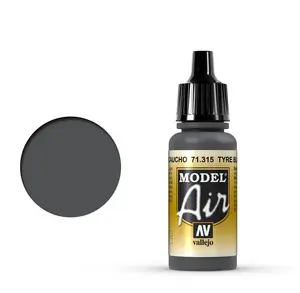 Akrila gaisa pistoles krāsa VALLEJO Model Air 71.315 Tyre Black 17 ml