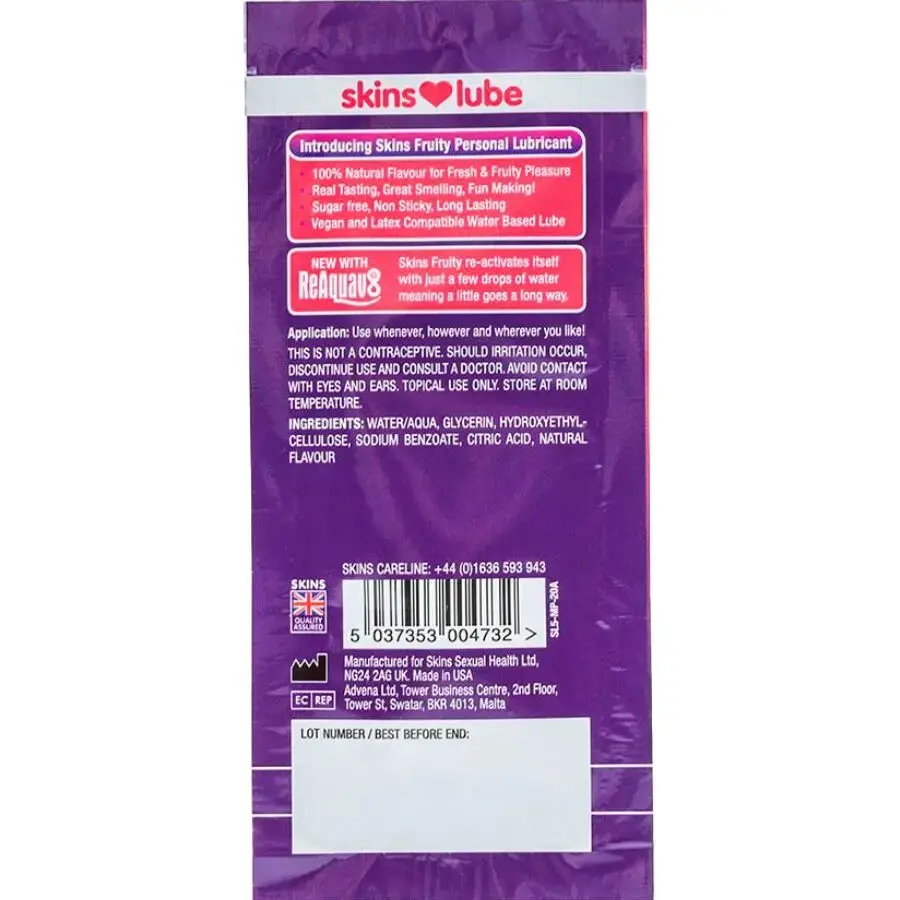 SKINS Fruity Mango & Passion Fruit water-based lubricant 5 ml Photo 2
