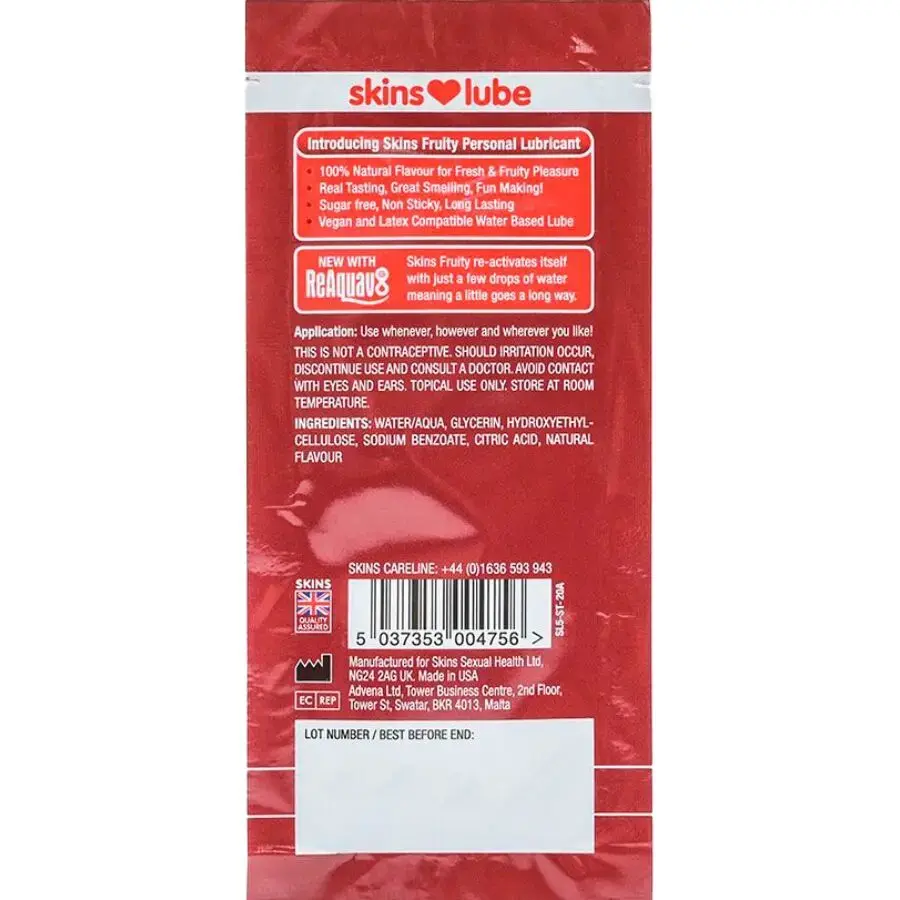 SKINS Fruity Strawberry water-based lubricant 5 ml Photo 2