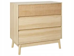 Chest of Drawers Beliani WALES — 3-drawer light wood, storage cabinet, bedroom furniture