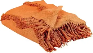 Cotton Blanket Beliani KHARI 125 x 150 cm orange - washable throw blanket